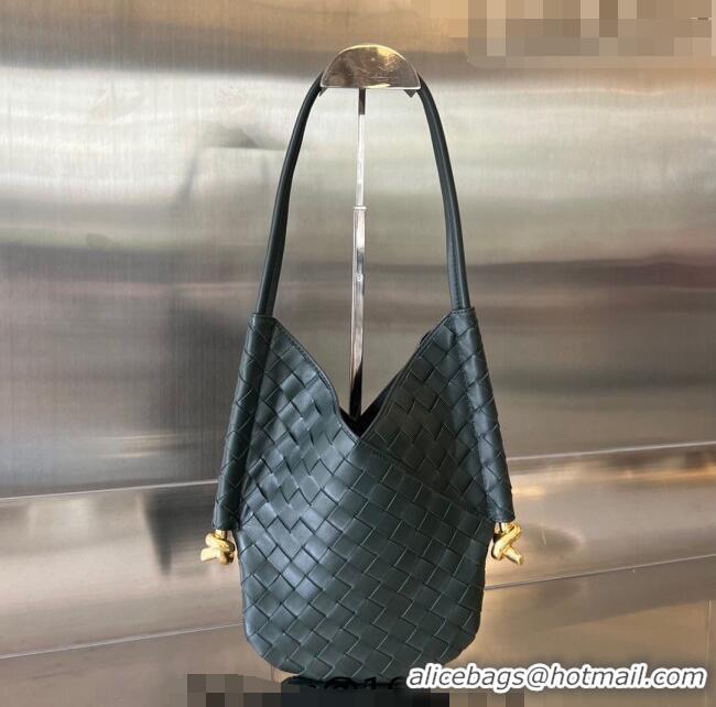 Lower Price Bottega Veneta Small Solstice Shoulder Bag in Intrecciato Leather 740898 Dark Green 2023