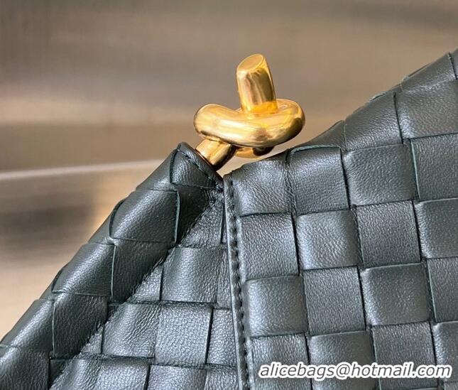 Lower Price Bottega Veneta Small Solstice Shoulder Bag in Intrecciato Leather 740898 Dark Green 2023