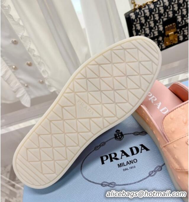 Best Price Prada Ostrich-Embossed Leather Sabots Flat Mules Peachy Pink 1D270N 612137