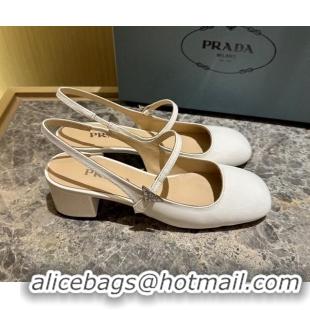 Purchase Prada Patent Leather Slingback Pumps 4cm Light Beige 1I161N 612142