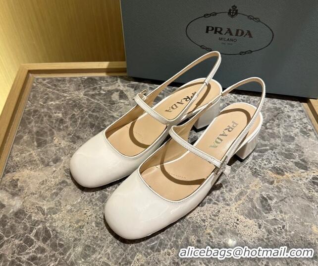 Purchase Prada Patent Leather Slingback Pumps 4cm Light Beige 1I161N 612142