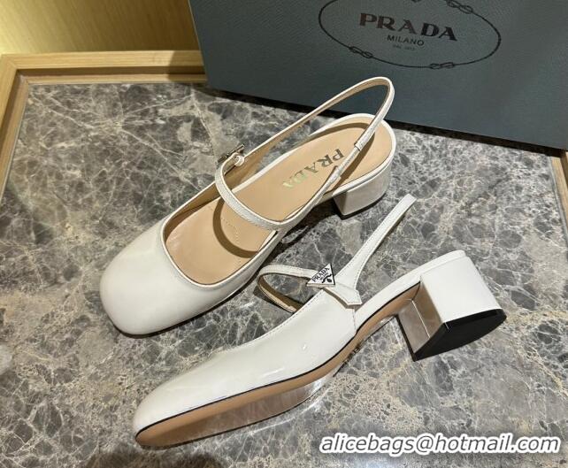 Purchase Prada Patent Leather Slingback Pumps 4cm Light Beige 1I161N 612142