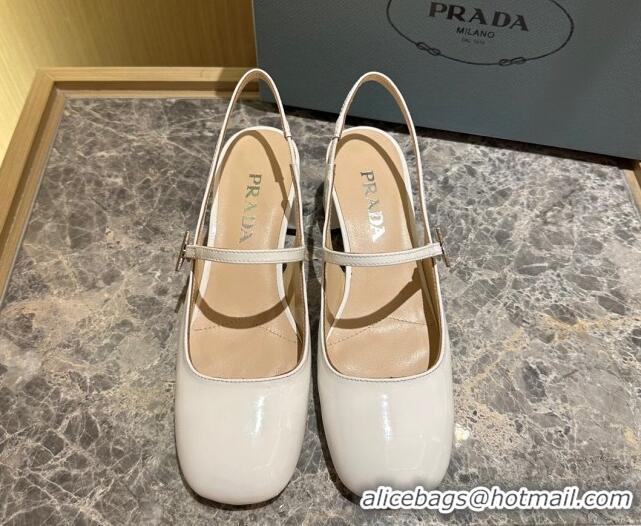 Purchase Prada Patent Leather Slingback Pumps 4cm Light Beige 1I161N 612142