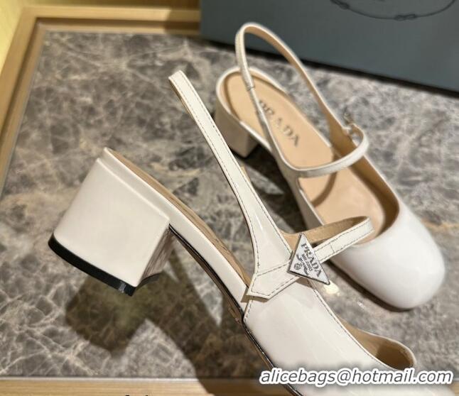 Purchase Prada Patent Leather Slingback Pumps 4cm Light Beige 1I161N 612142