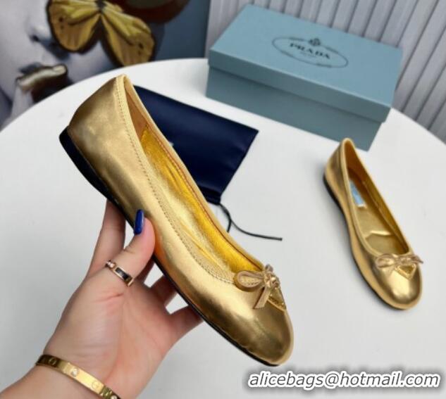 Stylish Prada Metallic Leather ballerinas Gold 612154