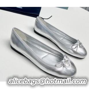 Perfect Prada Metallic Leather ballerinas Silver 612155