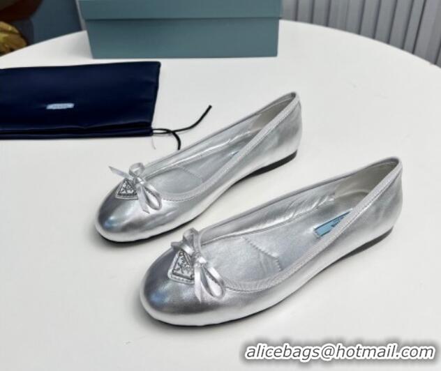 Perfect Prada Metallic Leather ballerinas Silver 612155