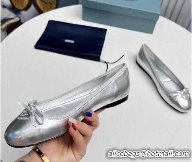 Perfect Prada Metallic Leather ballerinas Silver 612155