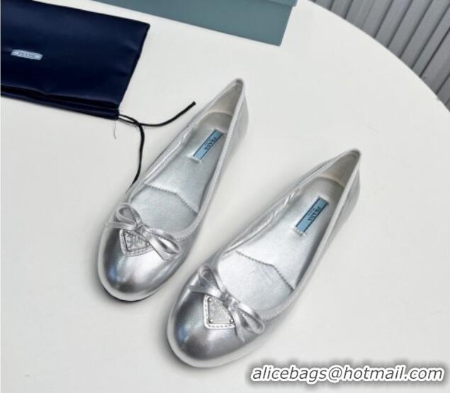 Perfect Prada Metallic Leather ballerinas Silver 612155