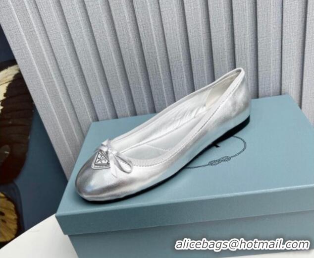 Perfect Prada Metallic Leather ballerinas Silver 612155