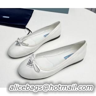 1:1 aaaaa Prada Nappa Leather ballerinas White 612156