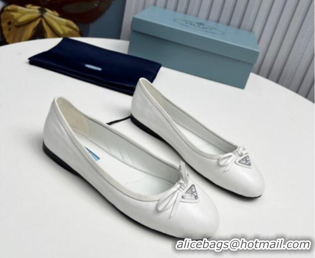 1:1 aaaaa Prada Nappa Leather ballerinas White 612156