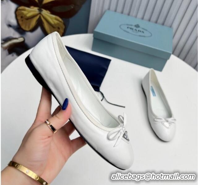 1:1 aaaaa Prada Nappa Leather ballerinas White 612156