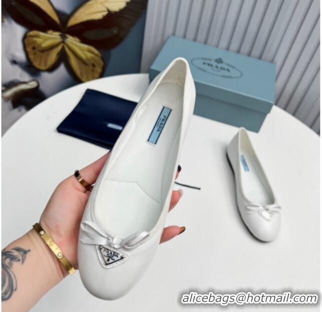 1:1 aaaaa Prada Nappa Leather ballerinas White 612156