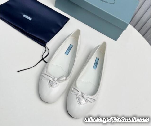 1:1 aaaaa Prada Nappa Leather ballerinas White 612156