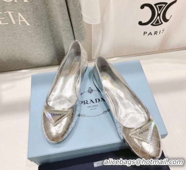 Luxury Prada Quilted Leather ballerinas Silver 612157