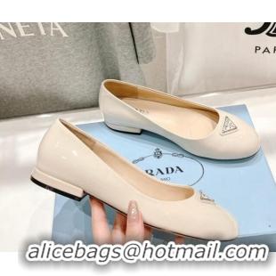 Fashion Prada Patent Leather ballerinas White 1F200N 612159