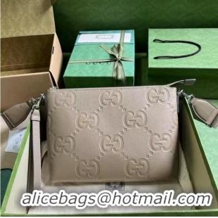 Pretty Style Gucci JUMBO GG MEDIUM MESSENGER BAG 696009 Taupe