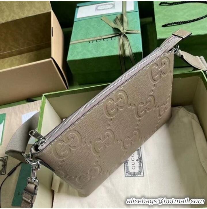 Pretty Style Gucci JUMBO GG MEDIUM MESSENGER BAG 696009 Taupe