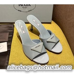 Purchase Prada Brushed Heel Slide Sandals 7.5cm with Crystals Grey 612172