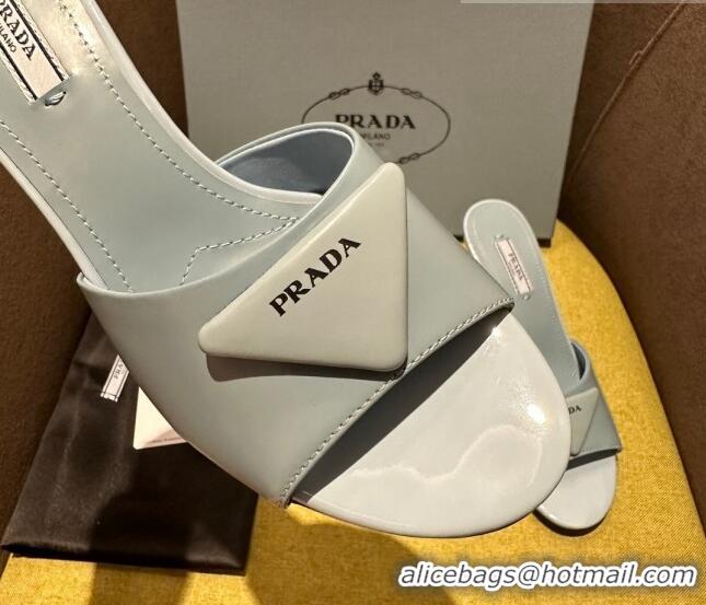 Purchase Prada Brushed Heel Slide Sandals 7.5cm with Crystals Grey 612172