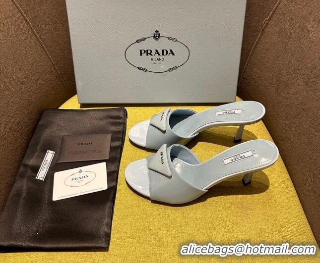 Purchase Prada Brushed Heel Slide Sandals 7.5cm with Crystals Grey 612172