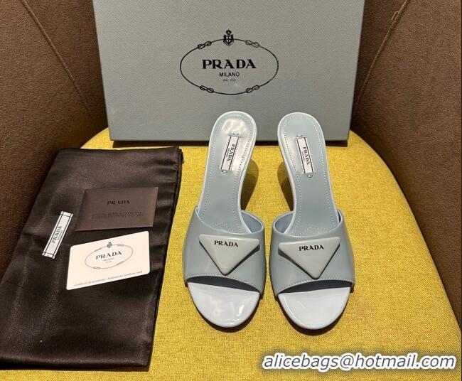 Purchase Prada Brushed Heel Slide Sandals 7.5cm with Crystals Grey 612172