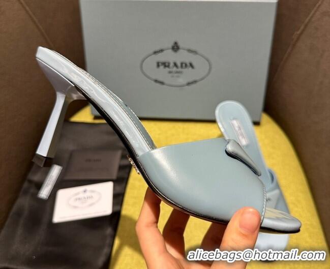 Purchase Prada Brushed Heel Slide Sandals 7.5cm with Crystals Grey 612172