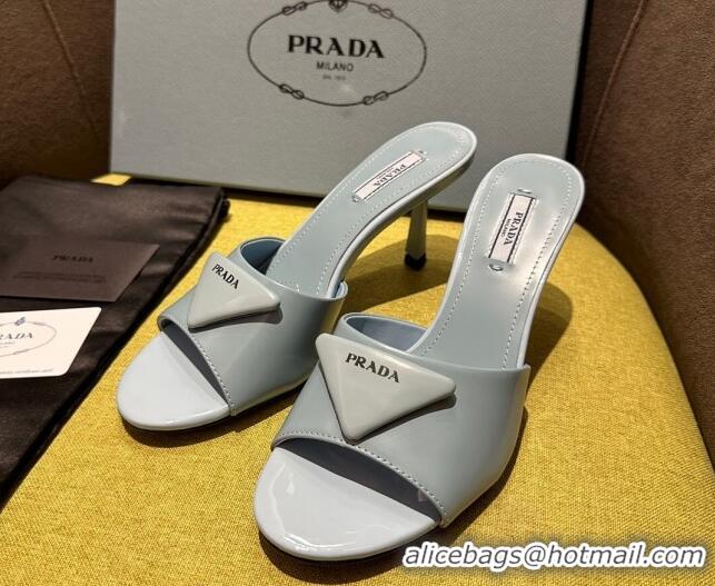 Purchase Prada Brushed Heel Slide Sandals 7.5cm with Crystals Grey 612172