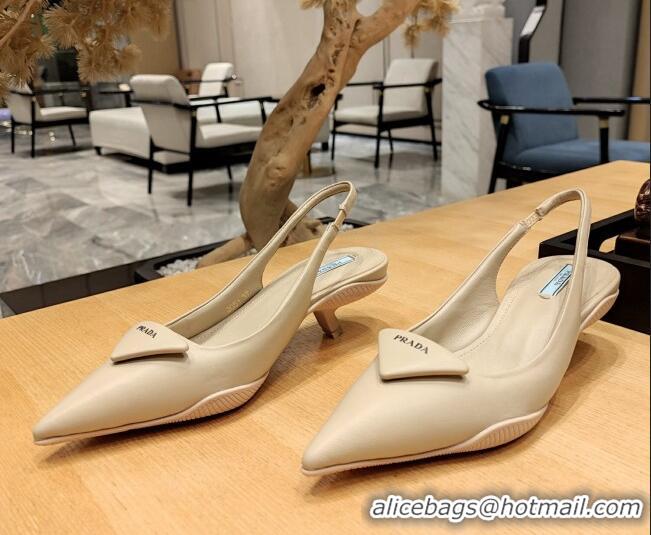 Top Quality Prada Soft Padded Leather Slingback Pumps 3.5cm Nude 612183