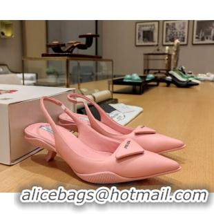 Luxury Prada Soft Padded Leather Slingback Pumps 3.5cm Pink 612184