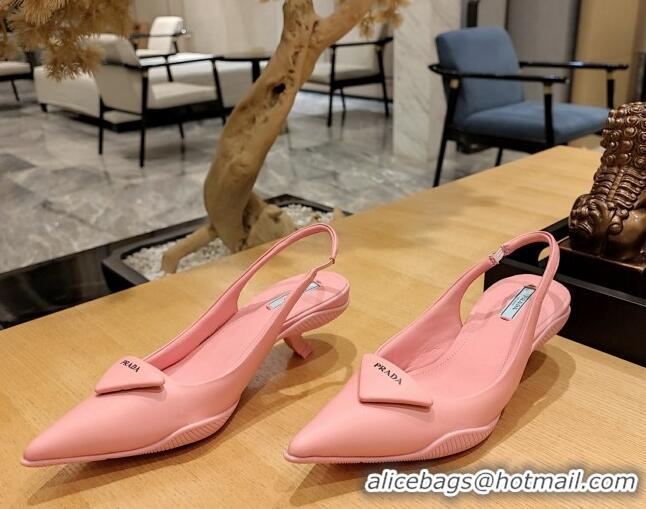 Luxury Prada Soft Padded Leather Slingback Pumps 3.5cm Pink 612184