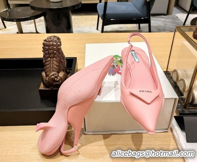 Luxury Prada Soft Padded Leather Slingback Pumps 3.5cm Pink 612184