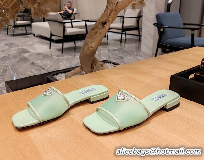 Sumptuous Prada PVC Flat Slide Sandals Green 612190