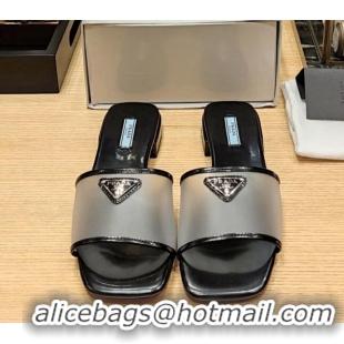 Super Quality Prada PVC Flat Slide Sandals Black 612194