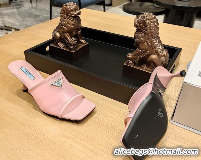 Best Grade Prada PVC Heel Slide Sandals 7cm Pink 612195