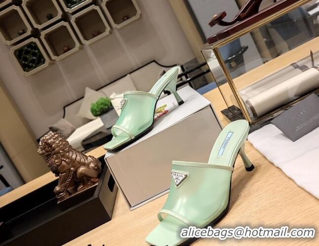 Stylish Prada PVC Heel Slide Sandals 7cm Green 612197