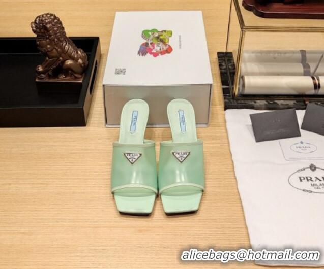 Stylish Prada PVC Heel Slide Sandals 7cm Green 612197