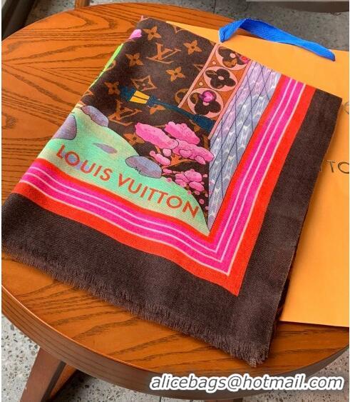 Discount Louis Vuitton Vivienne Cashmere Long Scarf 100x200cm LV8139 Brown 2022