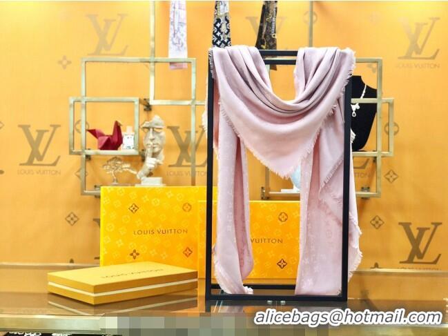 Good Product Louis Vuitton LV Shine Monogram Shawl Scarf 142cm 8149 Pink 2022