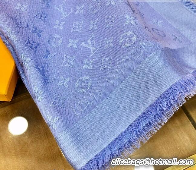 Top Quality Louis Vuitton LV Shine Monogram Shawl Scarf 142cm 8149 Blue 2022