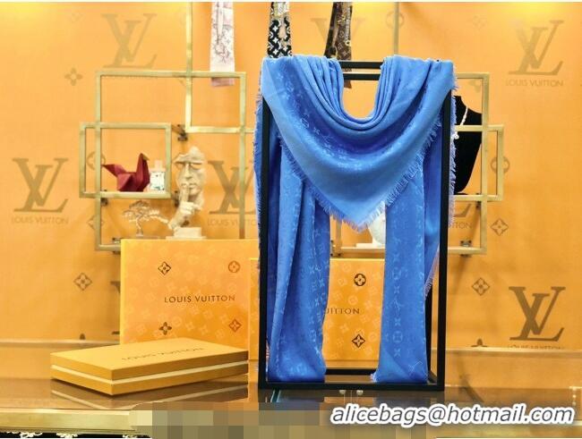 Top Quality Louis Vuitton LV Shine Monogram Shawl Scarf 142cm 8149 Blue 2022