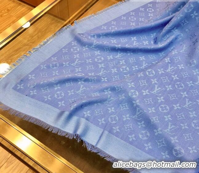 Top Quality Louis Vuitton LV Shine Monogram Shawl Scarf 142cm 8149 Blue 2022