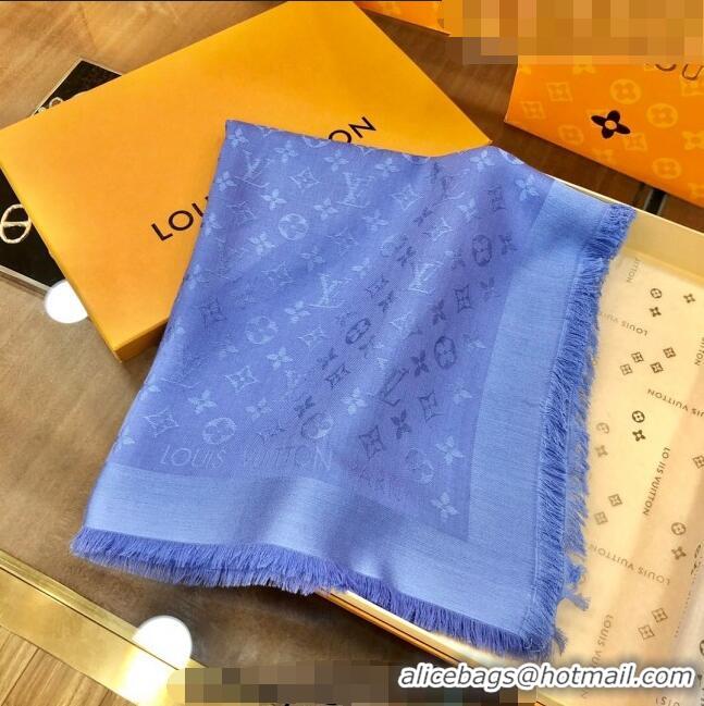 Top Quality Louis Vuitton LV Shine Monogram Shawl Scarf 142cm 8149 Blue 2022