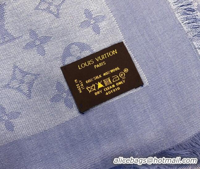 Top Quality Louis Vuitton LV Shine Monogram Shawl Scarf 142cm 8149 Blue 2022