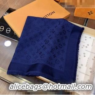 Best Price Louis Vuitton LV Shine Monogram Shawl Scarf 142cm 8149 Navy Blue 2022