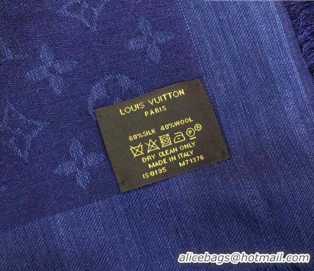 Best Price Louis Vuitton LV Shine Monogram Shawl Scarf 142cm 8149 Navy Blue 2022