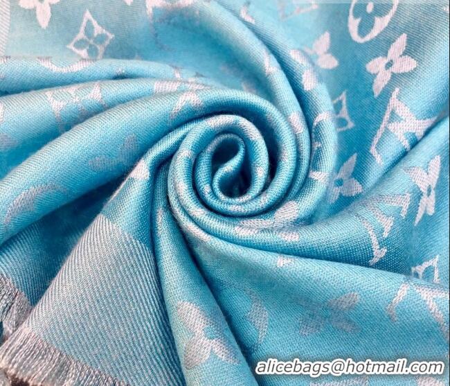 Cheapest Louis Vuitton LV Shine Monogram Shawl Scarf 142cm 8149 Light Blue 2022