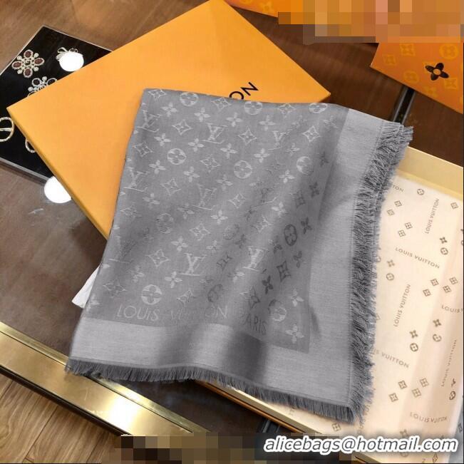 Buy Inexpensive Louis Vuitton LV Shine Monogram Shawl Scarf 142cm 8149 Grey 2022