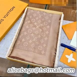 Popular Style Louis Vuitton LV Shine Monogram Shawl Scarf 142cm 8149 Beige 2022